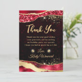 Carte De Remerciements Elégante Parties scintillant rouge et or Larmes à (Debout devant)