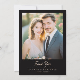 Carte De Remerciements Élégante photo beige romantique