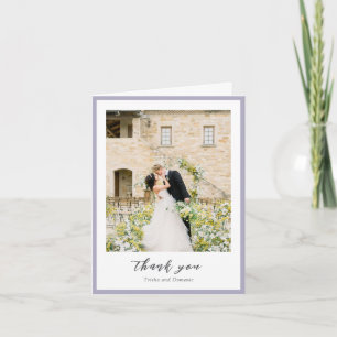 Carte De Remerciements Élégante Photo de Mariage Moderne au Lilas