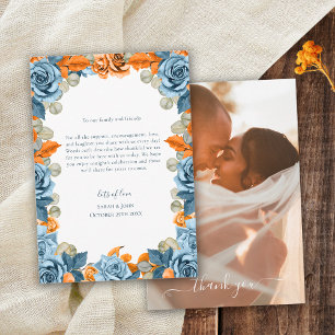 Carte De Remerciements Élégante Photo de Mariage Terracotta Navy et Rouil
