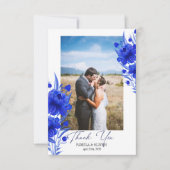 Carte De Remerciements Elégante photo florale bleue (Devant)