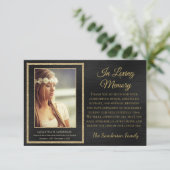 Carte De Remerciements Élégante Photo Funéraire Noir En Mémoire Affectueu (Debout devant)
