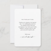 Carte De Remerciements Elégante Photo Moderne Simple Mariage (Dos)