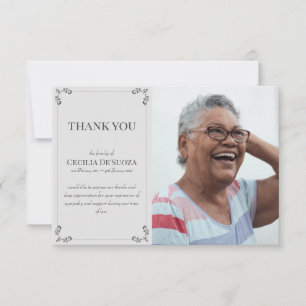 Carte De Remerciements Élégante photo personnalisée Sympathie funéraire g