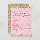 Carte De Remerciements Elégante robe de Parties scintillant en or rose pâ (Devant / Derrière)