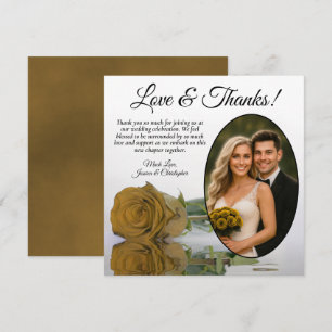 Carte De Remerciements Élégante Rose Ocre Doré Ovale Photo Mariage