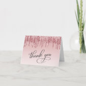Carte De Remerciements Elégante Rose Rose Rose Gold Parties scintillant 6 (Devant)