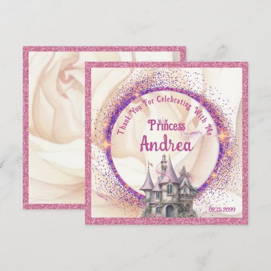 Carte De Remerciements Elégante Royal Princess | Conte de fées (Devant / Derrière)