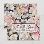 Carte De Remerciements Elégante sauge rose aquarelle hydrangée florale (Devant / Derrière)