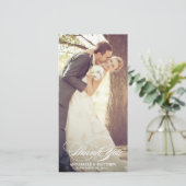 Carte De Remerciements Élégante superposition du Mariage de script de Mer (Debout devant)