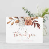 Carte De Remerciements Élégante Terracotta florale vierge Script (Debout devant)