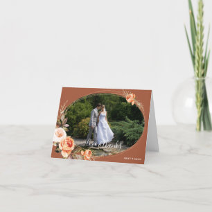 Carte De Remerciements Élégante Terracotta Photo Boho Floral Mariage de a