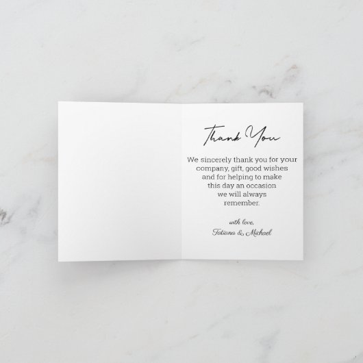 Carte De Remerciements élégante typographie classique mariage photo d'été (Intérieur)