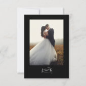 Carte De Remerciements Élégante typographie de script Mariage noir (Dos)