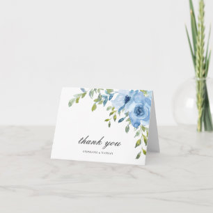 Carte De Remerciements Élégante végétation fleurie Bleue