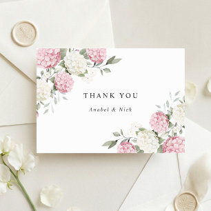 Carte De Remerciements Élégante végétation florale rose hydrangea