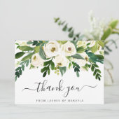 Carte De Remerciements Élégante verdure Affaires Blanc Floral (Debout devant)
