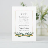 Carte De Remerciements Élégante verdure avec cadre doré funéraire (Debout devant)