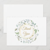 Carte De Remerciements Élégante verdure écriture dorée (Devant / Derrière)