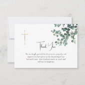 Carte De Remerciements Élégante verdure Eucalyptus Catholique Funérailles (Devant)
