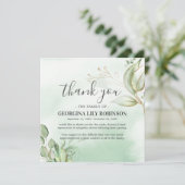 Carte De Remerciements Elégante verdure Funérailles Gratitude (Debout devant)