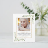 Carte De Remerciements Elégante verdure Gold Funeral Photo (Debout devant)