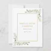 Carte De Remerciements Elégante verdure Gold Funeral Photo (Dos)