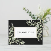 Carte De Remerciements Élégante verdure Or Black Funeral Memorial (Debout devant)