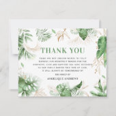 Carte De Remerciements Élégante verdure tropicale & Sympathie de l'or (Devant)