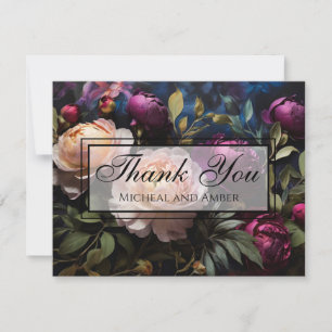 Carte De Remerciements Elégante vintage moody rose magenta peinture flora