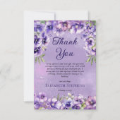 Carte De Remerciements Élégante Violette violette Florale fête d'annivers (Devant)