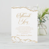 Carte De Remerciements Élégante White Gold Agate Anniversaire (Debout devant)