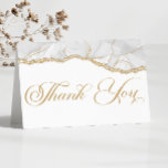 Carte De Remerciements Élégante White Gold Agate Anniversaire<br><div class="desc">C'est un Elegant White Gold Agate Anniversary Party Carte de remerciements!</div>
