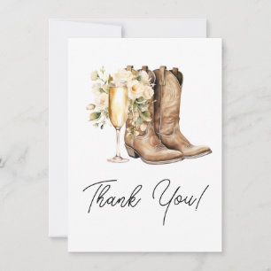 Carte De Remerciements Élégantes bottes et douche de mariage pétillante