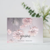 Carte De Remerciements Elegantes flores de margarita rosa (Debout devant)