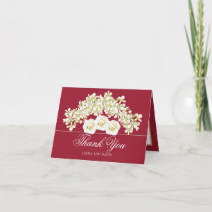 Carte De Remerciements Élégantes Orchidées & Roses Blanches Botanique Mer