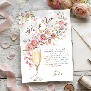 Carte De Remerciements Élégantes Pétales et Fête de Fiançailles Florale P