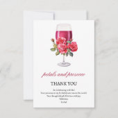 Carte De Remerciements Élégantes Pétales et Prosecco pour une Fête de Mar (Devant)