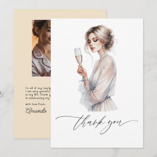 Carte De Remerciements Élégantes PJs & Prosecco pour la mariée