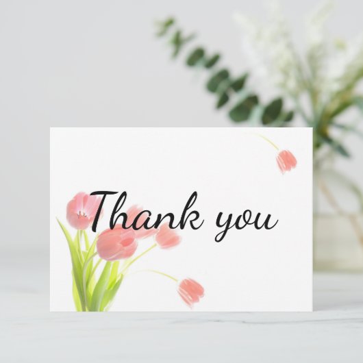 Carte De Remerciements Élégantes Tulipes Roses Douces (Debout devant)