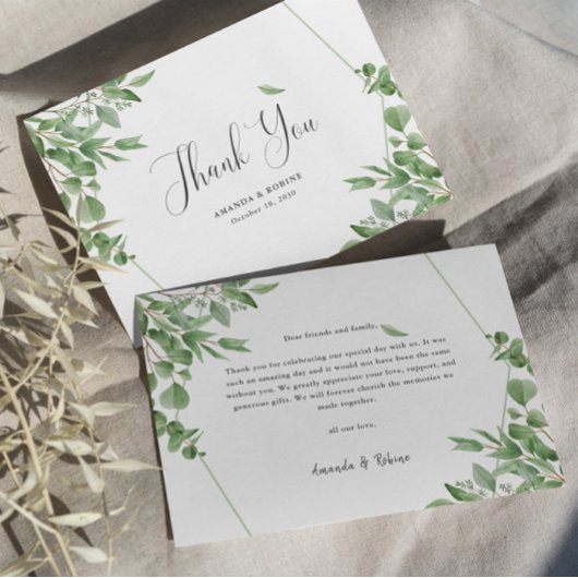 Carte De Remerciements Élégants Feuilles d'Eucalyptus