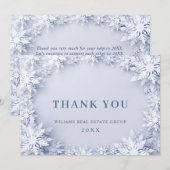 Carte De Remerciements Élégants Snowflakes Entreprise Noël (Devant / Derrière)