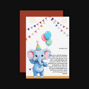 Carte De Remerciements Élément de fête pour Baby Shower : éléphant coloré