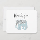 Carte De Remerciements Éléphant à motifs paisley bleu personnalisé (Devant)