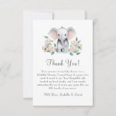 Carte De Remerciements Eléphant Bébé Avec Des Pies, Eucalyptus Retour (Devant)