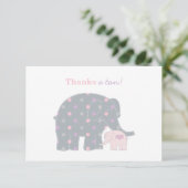 Carte De Remerciements Éléphant Bébé Mère Rose Points Violets Fille (Debout devant)