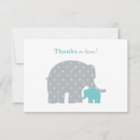 Éléphant Bébé Mère Teal Gris Points