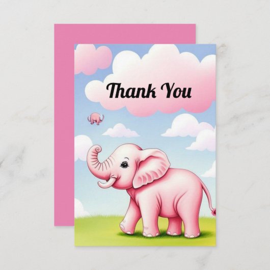 Carte De Remerciements Eléphant Bébé mignon (Devant / Derrière)