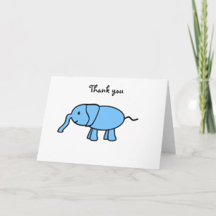 Carte De Remerciements Éléphant bleu bébé