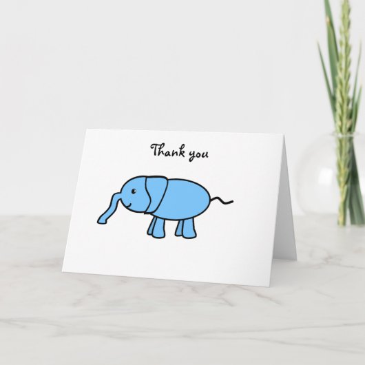 Carte De Remerciements Éléphant bleu bébé (Devant)